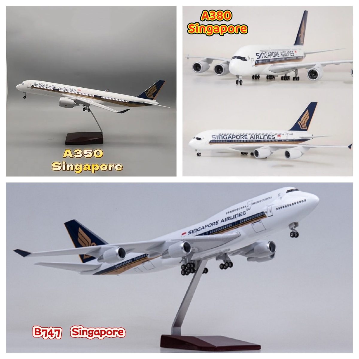 Model Kit Singapore - Singapore Airways A350/A380/B747 aereo in scala